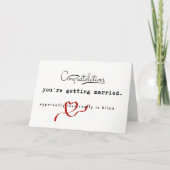 Carte Félicitations drôles pour un mariage d'amour aveug (Devant)