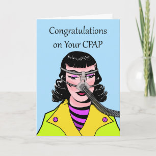 Carte Félicitations drôles pour votre CPAP, Retro Woman