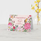 Carte Félicitations du jour de mariage des amies du prin (Fleur jaune)