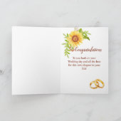 Carte Félicitations du jour de mariage Fleur de soleil (Intérieur)