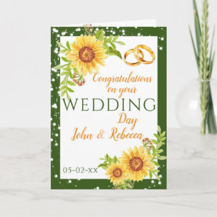 Carte Félicitations du jour de mariage Sunflower Green