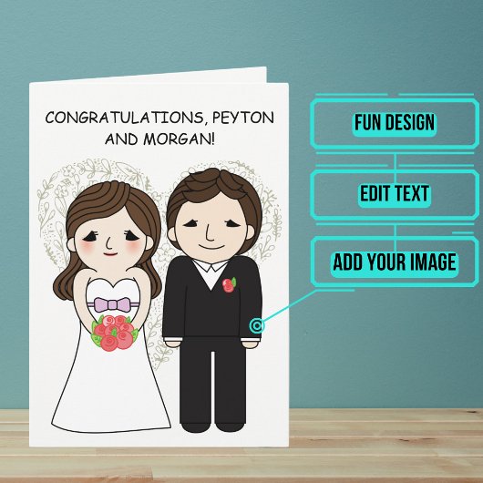 Carte Félicitations du jour du mariage Anime Bride et Gr