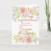 Carte Félicitations du jour du mariage floral (Devant)