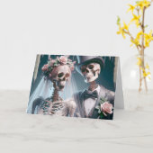 Carte Félicitations du Mariage d'Halloween (Fleur jaune)