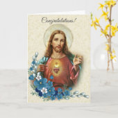 Carte Félicitations du Sacré Coeur de Jésus Floral (Fleur jaune)