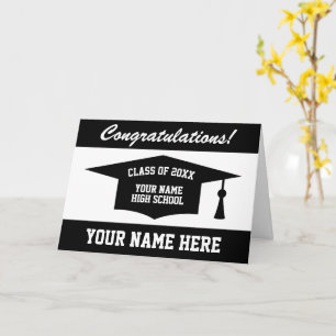 Carte Félicitations école de fin d'études noir et blanc