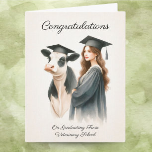 Carte Félicitations École Vétérinaire Vache Et Diplômé