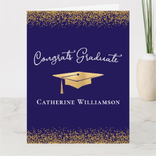Carte Félicitations Élégant Or Personnalisé Diplômé