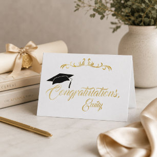 Carte Félicitations Élégantes Dorées Diplômé Remise de d