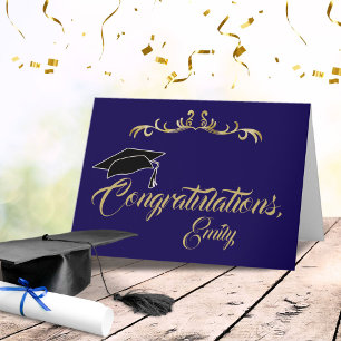 Carte Félicitations Élégantes Dorées Diplômé Remise de d