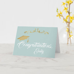 Carte Félicitations Élégantes Dorées Diplômé Remise des