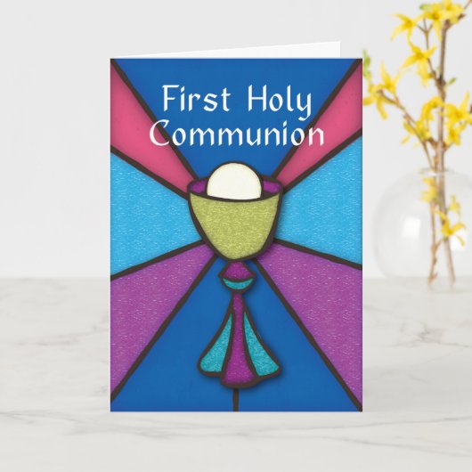 Carte Félicitations et bénédictions de la première commu (Fleur jaune)