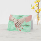 Carte Félicitations fiançailles avec les mains et la cei (Fleur jaune)