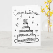 Carte Félicitations Fiançailles Mariage Sketch Doodle (Fleur jaune)