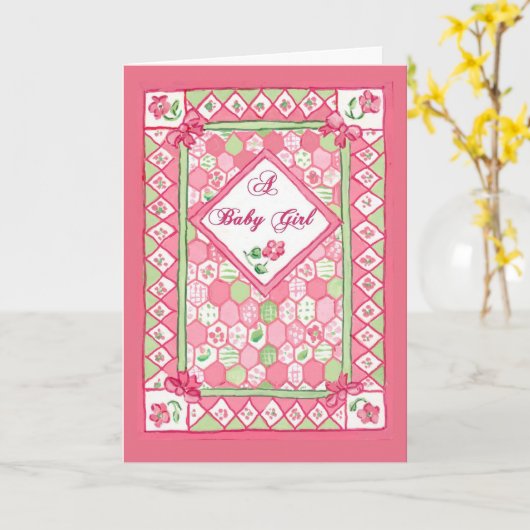 Carte Félicitations Fille Bébé (Fleur jaune)