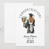 Carte Félicitations Fille Blond Floral Aquarelle (Devant / Derrière)