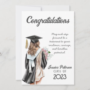 Carte Félicitations Fille Blond Floral Aquarelle