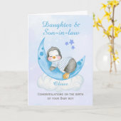 Carte Félicitations Fille Un Nouveau Petit Garçon Pingou (Fleur jaune)