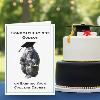 Carte Félicitations filleul diplôme gorille drôle
