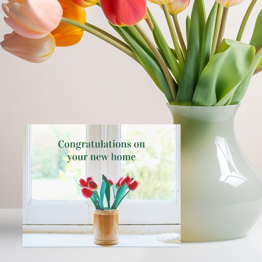 Carte Félicitations Fleurs de Chauffage de Maison Neuve
