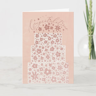 Carte Félicitations Floral Mariage Cake Greeting Card