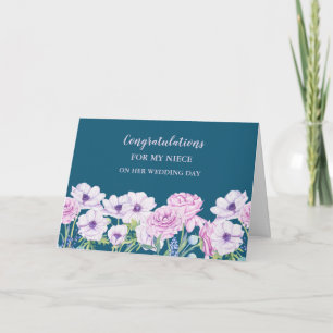 Carte Félicitations Floral Niece Wedding Day