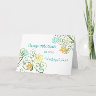 Carte Félicitations florales du printemps pour l'attente