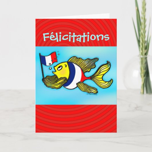 Carte FÉLICITATIONS French Flag Fish funny greeting card (Devant)