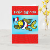 Carte FÉLICITATIONS French Flag Fish funny greeting card (Fleur jaune)