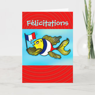 Carte FÉLICITATIONS French Flag Fish funny greeting card