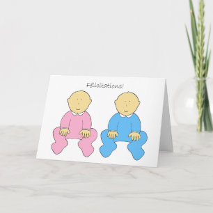 Carte Félicitations  French Twins Congratulations