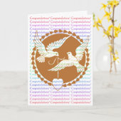 Carte Félicitations gaies de mariage de colombes fières (Fleur jaune)