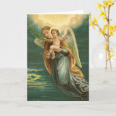 Carte Félicitations Gardien Ange Et Bébé Jésus (Fleur jaune)