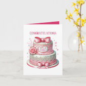 Carte Félicitations gâteau c'est la fille ajouter un mes (Fleur jaune)