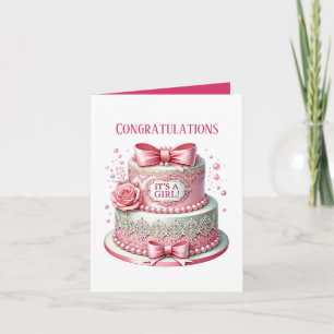 Carte Félicitations gâteau c'est la fille ajouter un mes