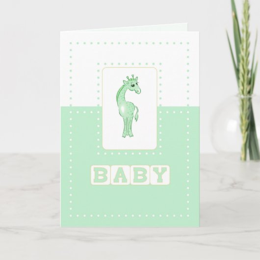 Carte Félicitations Girafe bébé, Vert (Devant)