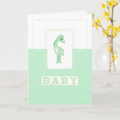 Carte Félicitations Girafe bébé, Vert (Fleur jaune)