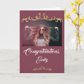 Carte Félicitations Gold Ornament Photo Graduation (Fleur jaune)