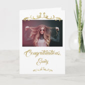 Carte Félicitations Gold Ornaments Photo Graduation (Devant)