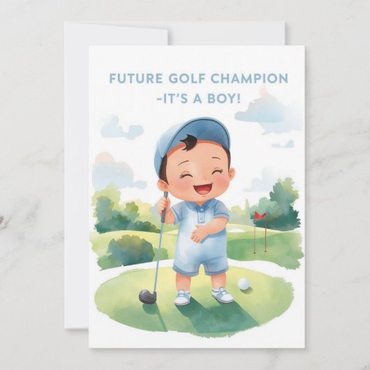Carte Félicitations Golf C'est un Garçon | Bébé Go (Devant)