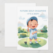 Carte Félicitations Golf C'est un Garçon | Bébé Go (Devant / Derrière)