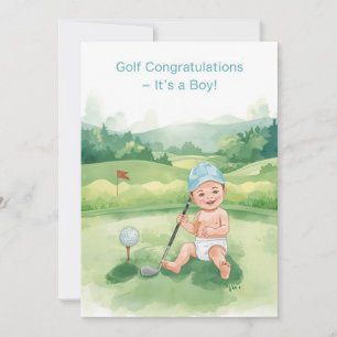 Carte Félicitations Golf C'est un Garçon   Bébé Go