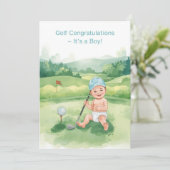 Carte Félicitations Golf C'est un Garçon | Bébé Go (Debout devant)