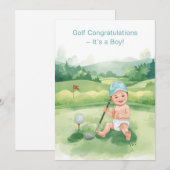 Carte Félicitations Golf C'est un Garçon | Bébé Go (Devant / Derrière)