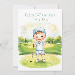 Carte Félicitations Golf C'est un Garçon   Bébé Go