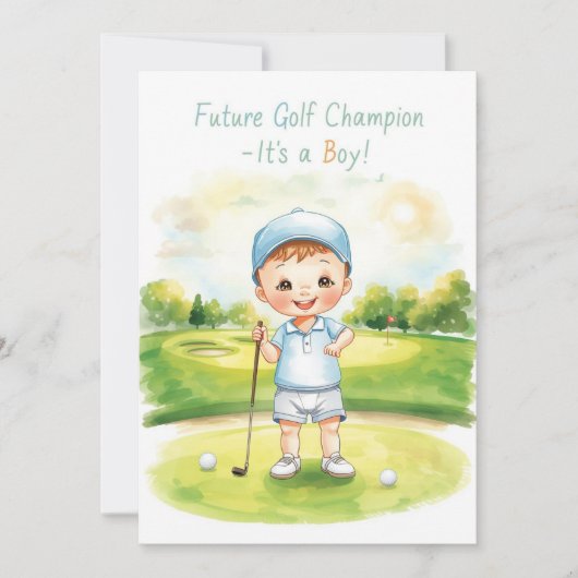 Carte Félicitations Golf C'est un Garçon | Bébé Go (Devant)