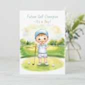 Carte Félicitations Golf C'est un Garçon | Bébé Go (Debout devant)
