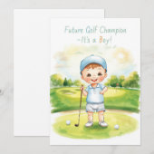 Carte Félicitations Golf C'est un Garçon | Bébé Go (Devant / Derrière)