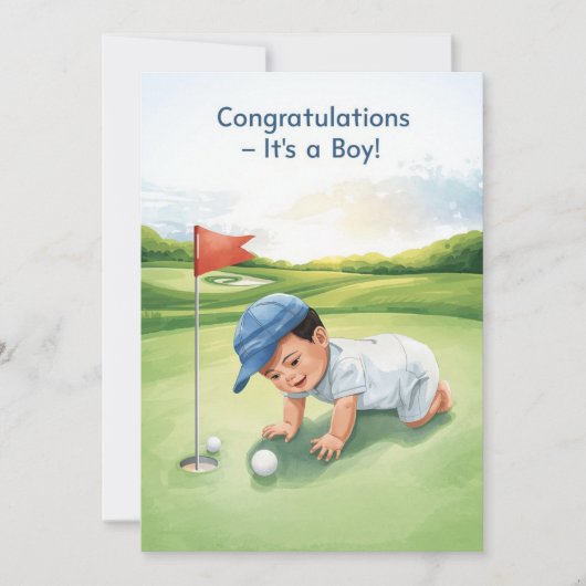 Carte Félicitations Golf C'est un Garçon | Bébé Go (Devant)