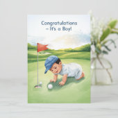 Carte Félicitations Golf C'est un Garçon | Bébé Go (Debout devant)